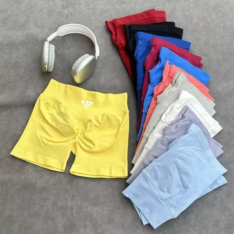 

Women's Seamless Yoga Shorts Low Rib Waist Hip High Rise Fitness Pilates Cycling Workout - Breathable KTP Shorts Fast Shipping