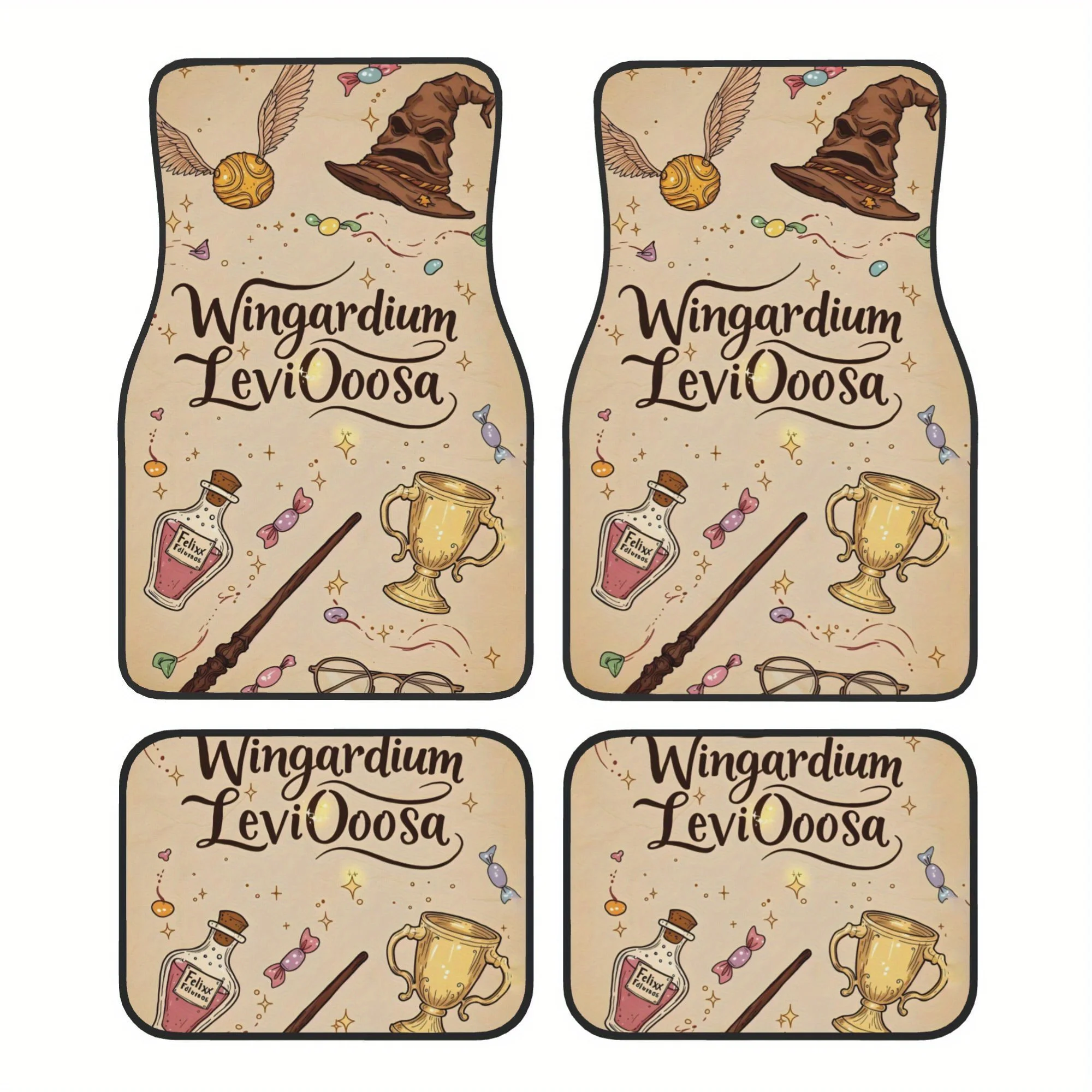Warner Bros. Car Floor Mat, 4pcs Non-Skid Minimalist Printed Automotive Liners Suitable For Interior Protection In Sedans, Ca