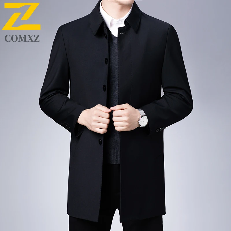 Plus Size Premium TrenchCoat Men 2025 Autumn Classic Long Business Casual Outerwear Light Luxury Lapel Breathable Jackets