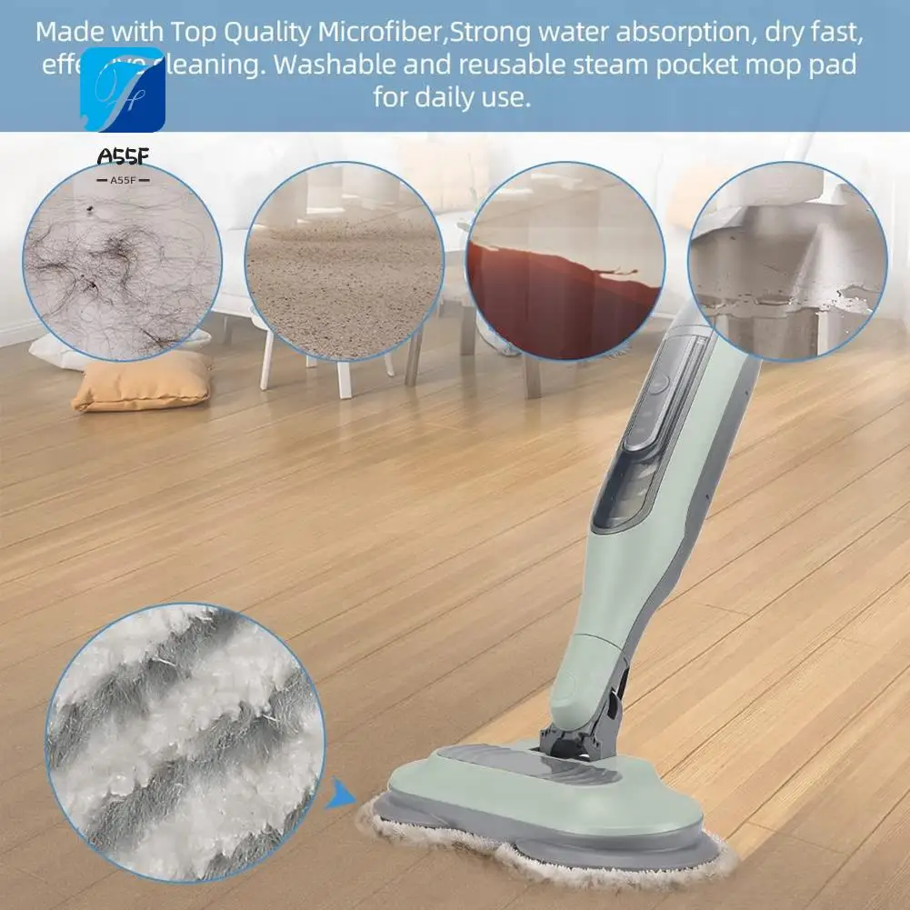 A55F-6PCS Steam Mop Replacement Pads For Shark S7001 S7000AMZ S7000 Series,Mop Head Replacement Steam And Scrub Pads For Tile