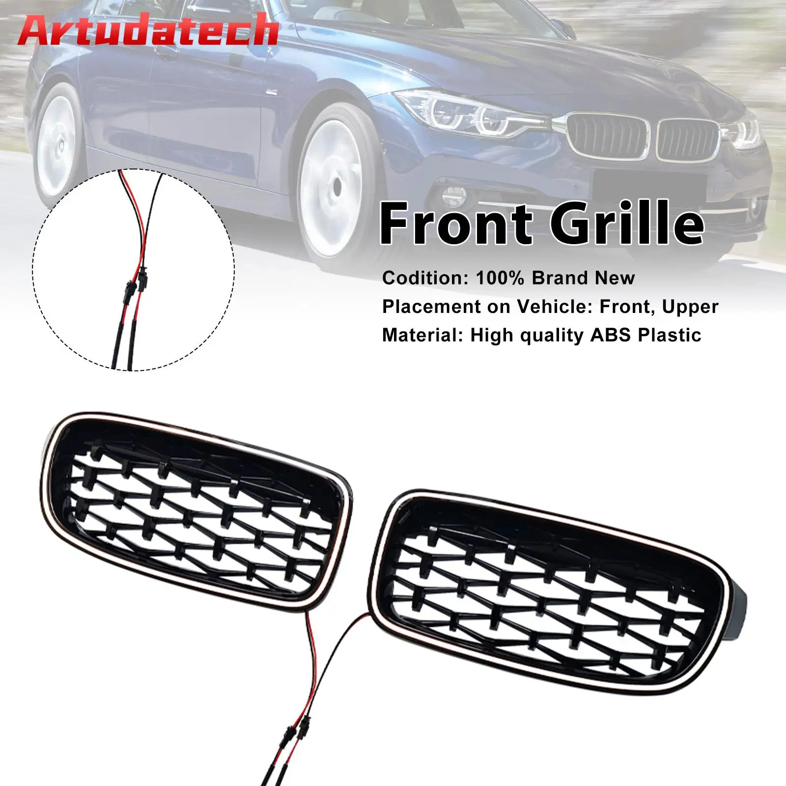 

Artudatech Diamond Front Kidney Grille Grill Fit for BMW 3 Series F30 F31 F35 2012 2013 2014 2015 2016 2017 2018 2019