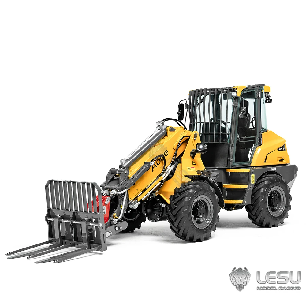 US Stock LESU AT1050 RC Hydraulic Loader 1/14 Metal Telescopic Arm Fork Painted Assembled Car Model With Light Sound Set TH23755