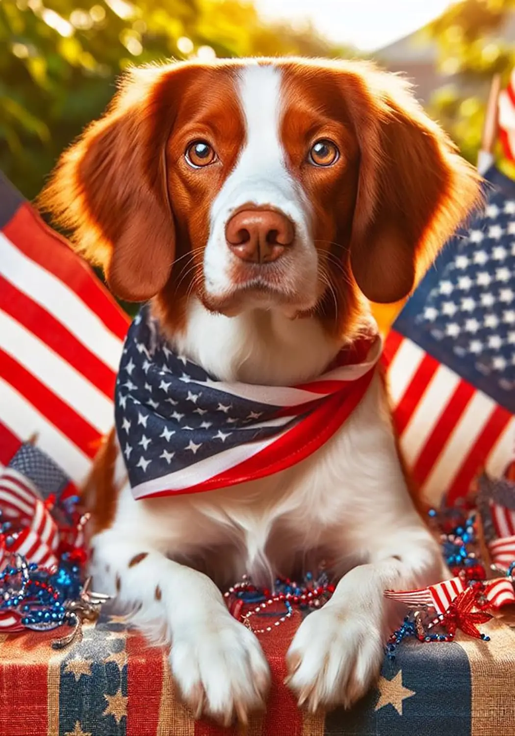 Brittany Spaniel - Best of Breed DCR Patriotic I Garden Flag 12