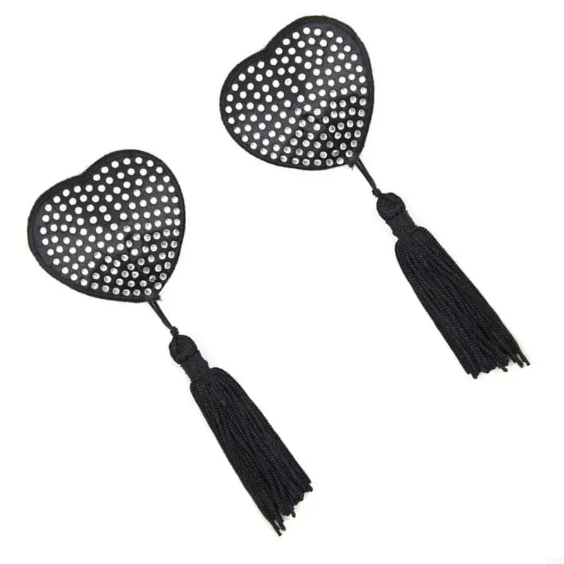 Y1AC Women Nipple Pasties ครอบคลุม Rhinestones รูปร่างหัวใจที่นำกลับมาใช้ใหม่ได้