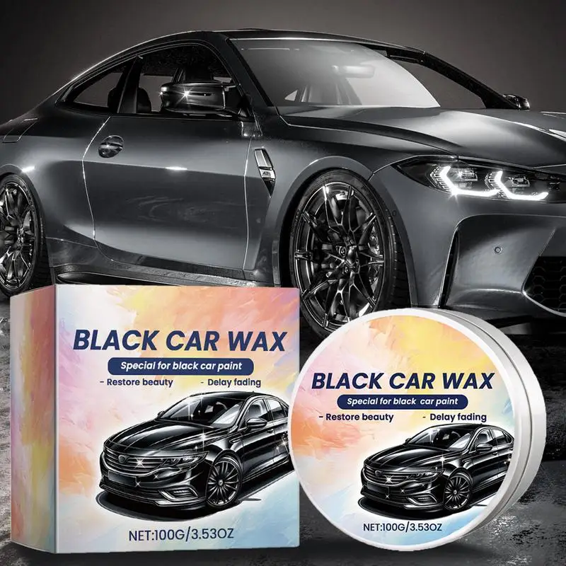 

100g Black Car Wax For Car Paint Care Waterproof Wax Renovation Polishing Protection Hydrophobic Coating With Waxing Sponge