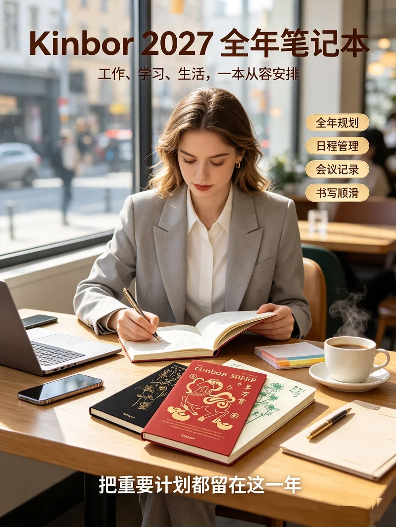 Kinbor Hardcover A5/A6 Notebook 2027 Chinese Zodiac Sheep Full Year Weekly Planner Agenda New Year Stationery Gift for Students