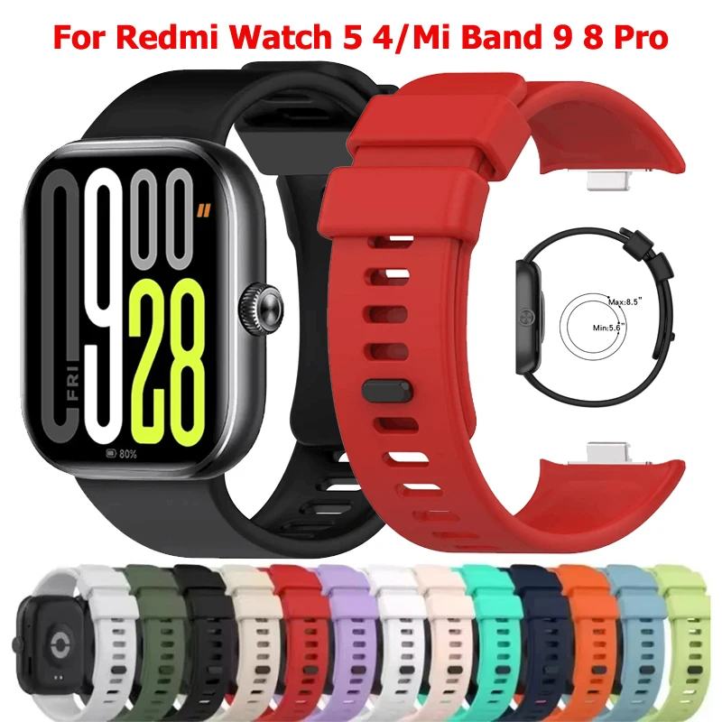 Sport Watchband For Redmi Watch 5 4 Smartwatch Official Silicone Wristband Bracelet For Xiaomi Band 9 8 Pro Soft Original Belt