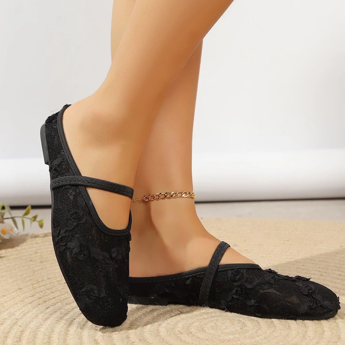 Sommerliche Elegante Quadratische Blumen-Mary-Jane-Schuhe für Damen – Modisch, Neu, Elegant und Bequem – Detail 12