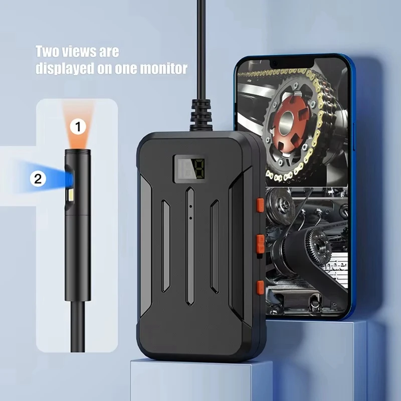 AAAN-F300 Industrial WIFI Endoscope HD1080P Dual Lens Camera 5.5MM Car Inspection Borescope IP68 Waterproof 2600Mah Leds