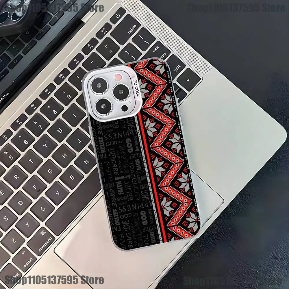 U-Ukraine الحلي P-Pattern جراب هاتف آيفون 17,16,15,14,13,12,11,Pro,XS,Max,Plus,Mini,SE4,E غطاء أبيض غير لامع مقاوم للصدمات