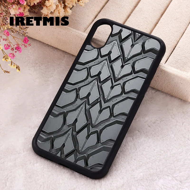 Iretmis Phone Cover Case For iPhone X XS Max XR 11 12 13 PRO MINI 14 15 16 Plus Rubber Silicone tyre tread print