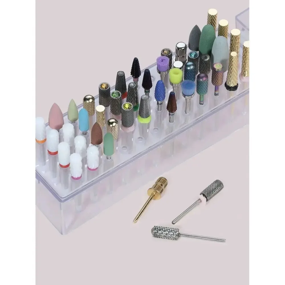 Étui de rangement transparent pour foret à ongles, 30 fentes, anti-poussière, boîte de rangement pour outils de manucure professionnels, accessoires pour Nail Art
