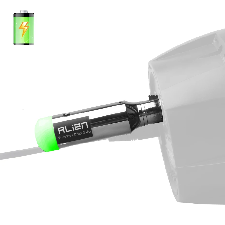 Imagem -06 - Alien-receptor sem Fio Recarregável com Bateria Embutida Transmissor Pinos Xlr para Dmx Luzes de Palco 2.4g Ism Dmx512 Dfi Controller