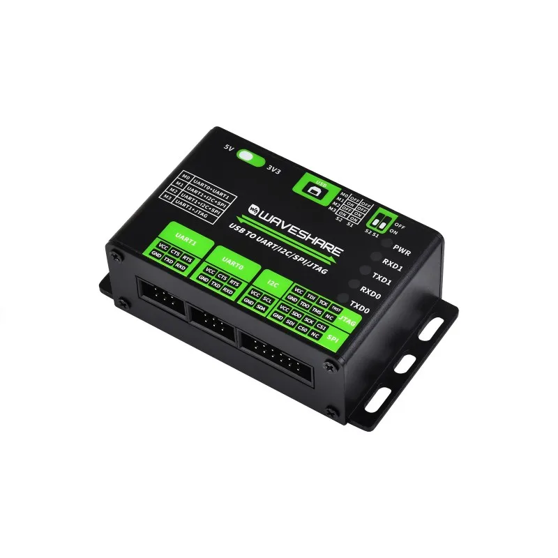 Convertidor USB a UART/I2C/SPI/JTAG, admite múltiples interfaces, compatible con 3,3 V y 5 V, múltiples circuitos de protección