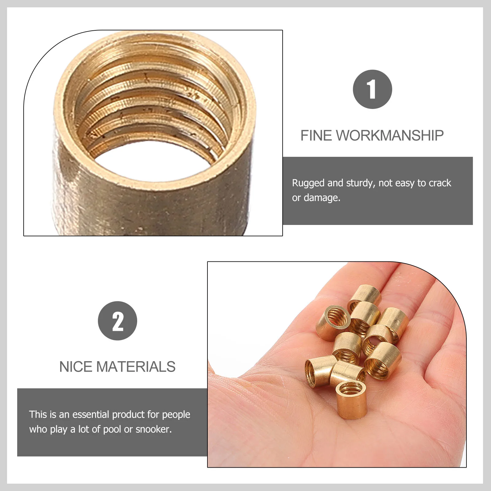 

10 Pcs Snooker Cues Billiards Replacement Ferrules Brass Accessories Pool Stick