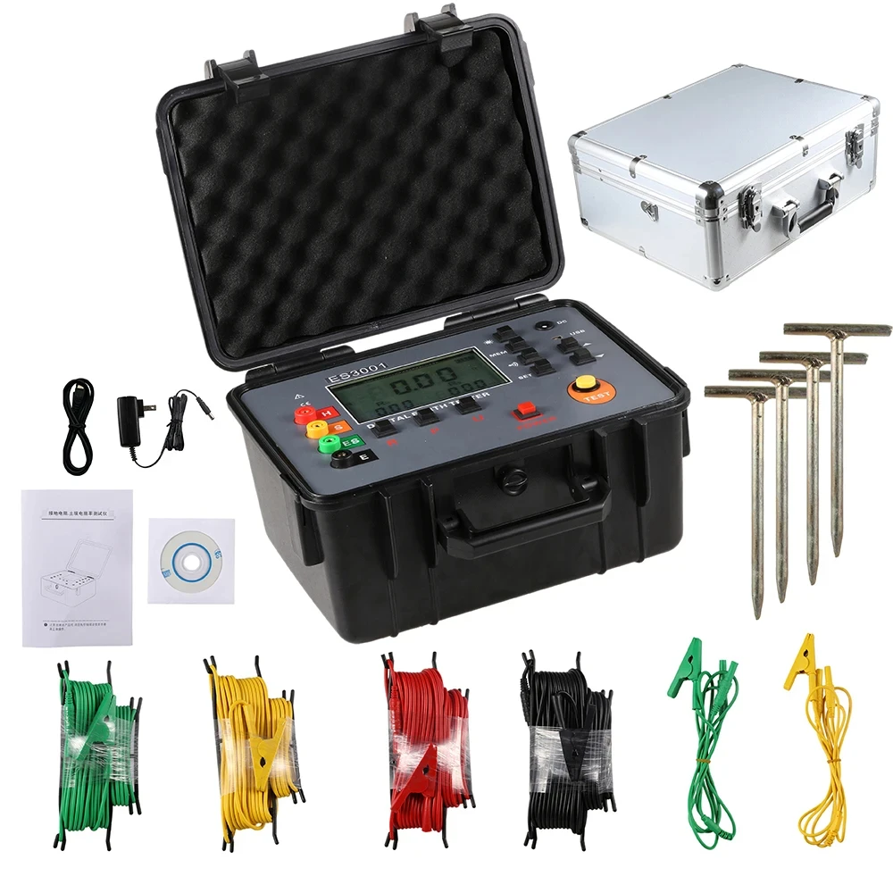 4-wire soil resistivity grounding resistance tester soil resistivity tester  0.00-9999kΩm