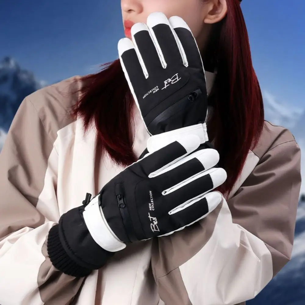 

With Zippered Pocket Ski Gloves Thicken Full Finger Winter Warm Gloves Riding Bicycle Motorcycle Gloves Motorcycle Accessories