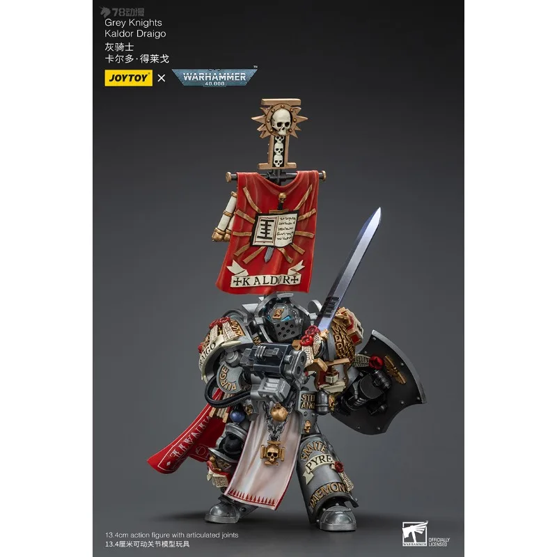 JOYTOY Echte JOYTOY X Warhammer 40K-serie Grey Knight, Grey Knight Lord Drago (Cardo Deleger) 1/18 beweegbaar model jongenscadeau