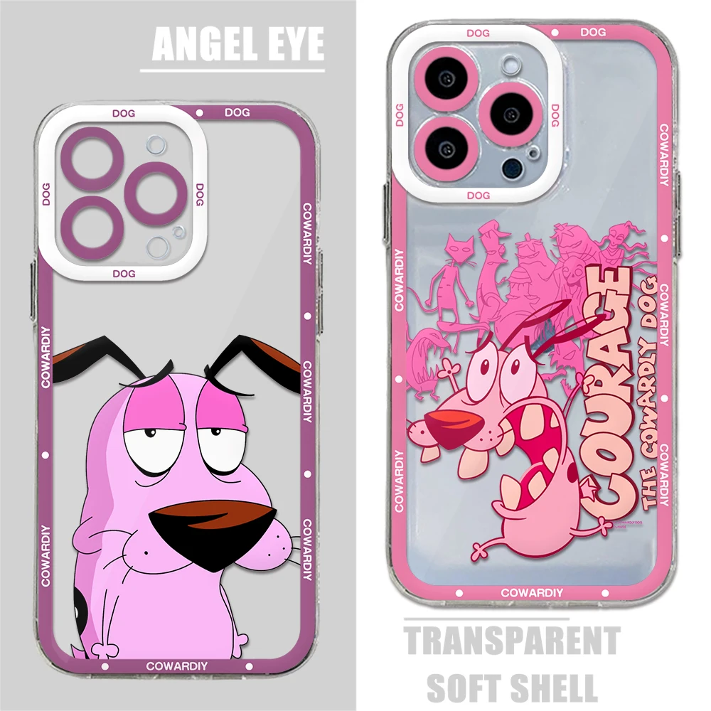 Cartoon Courages Cowardly Dog png Phone Case For iPhone 16 15 14 13 12 11 Mini Pro Max X XR XSMax 7 8 Plus SE Transparent Cover