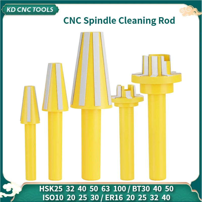 

KD CNC BT30/40/50 HSK25/32/40/50/63/100 ISO20/25/30 ER16 20 25 32 40 Spindle Cleaning Rod Cleaner Brush Taper Collet Holder Wipe