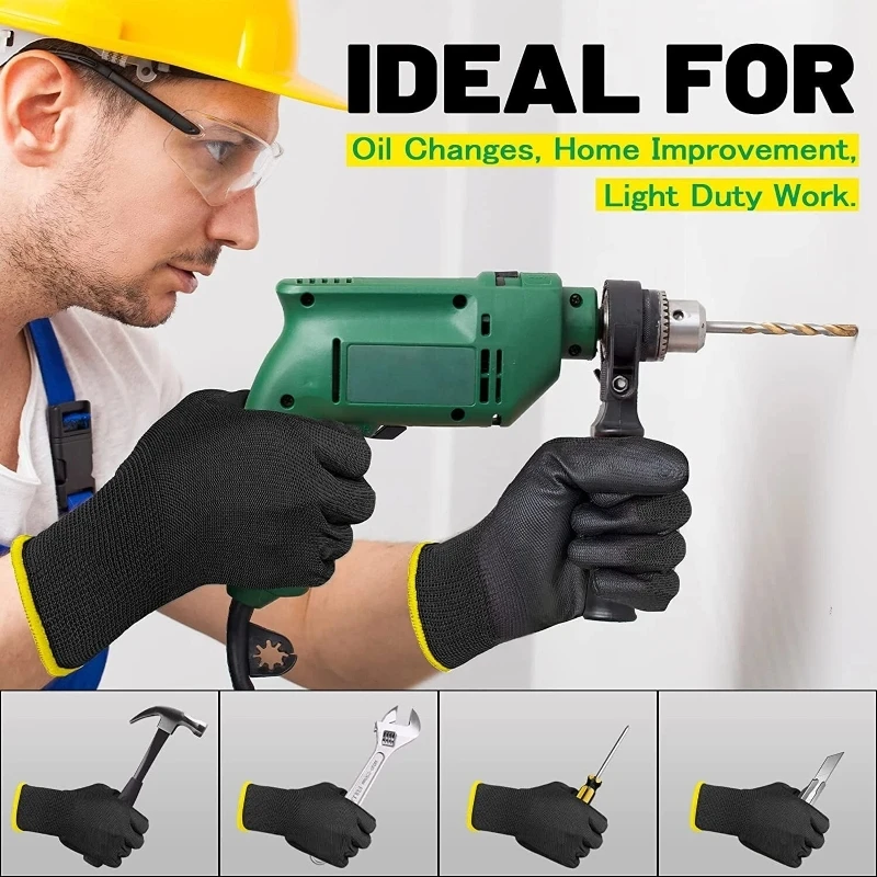 بو المغلفة قفازات العمل عدم الانزلاق البولي يوريثين قبضة قفازات العمل سلس قفازات متماسكة للرجال ميكانيكي كهربائي البستنة