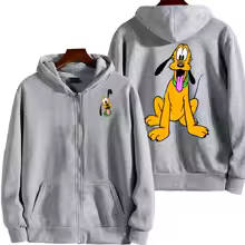 Pluto Men Cartoon Double Sided Zip Hoodie