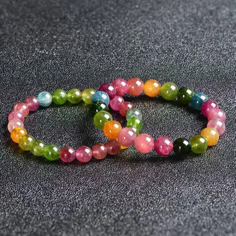 Brazil Tourmaline Bracelet Women's Single Circle Natural Scattered Beads Pendant Three Circles Rainbow Candy Tourmaline Bracelet