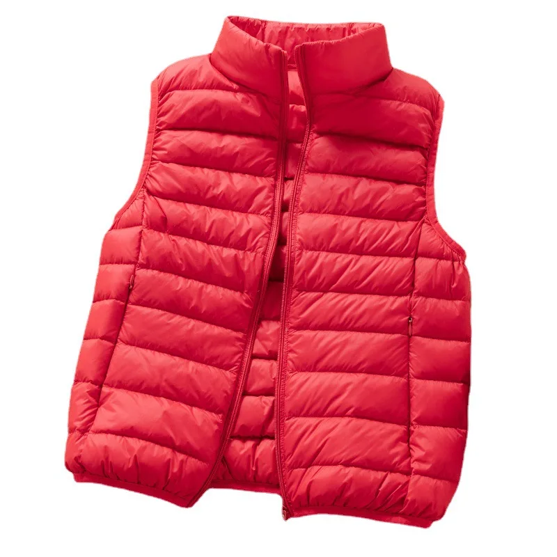 Chaleco de plumón de pato 90% para mujer, chaquetas sin mangas, chaqueta acolchada ligera, ropa deportiva para mujer, 12 colores, Otoño e Invierno