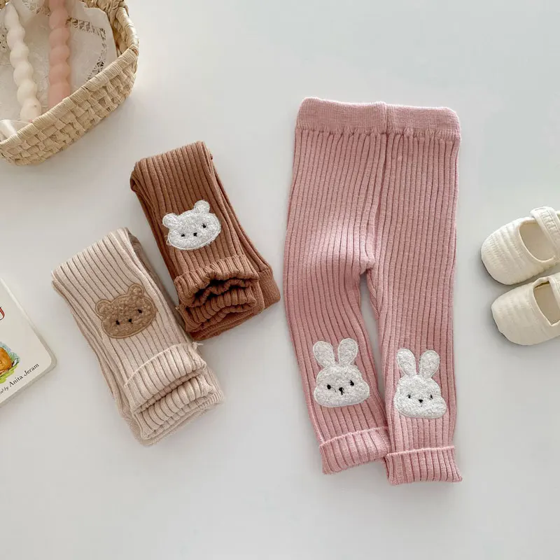 Girls Knit Leggings Winter 2024 Pants for Kids Thicken Warm Children Casual Trousers Toddler Bottom Baby Clothing