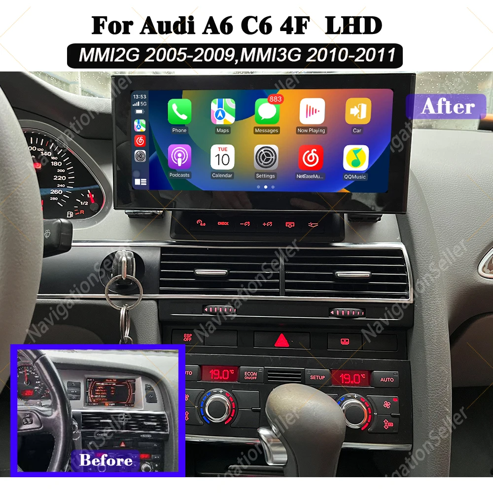 

Автомобильное радио VIGOHI, авторадио CarPlay Android Auto для Audi A6 4F C6 MMI 2G 3G 10,25 дюйма, обновление сенсорного экрана, GPS-навигация, стерео