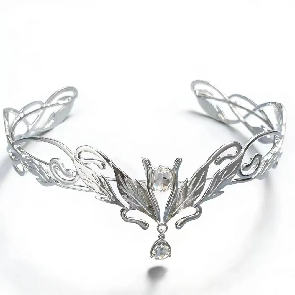 Women Hair Jewelry Vintage King Round Elves Crown Baroque Elegant Goddess Tiaras Punk Luxury Princess Diadems Bridal Party