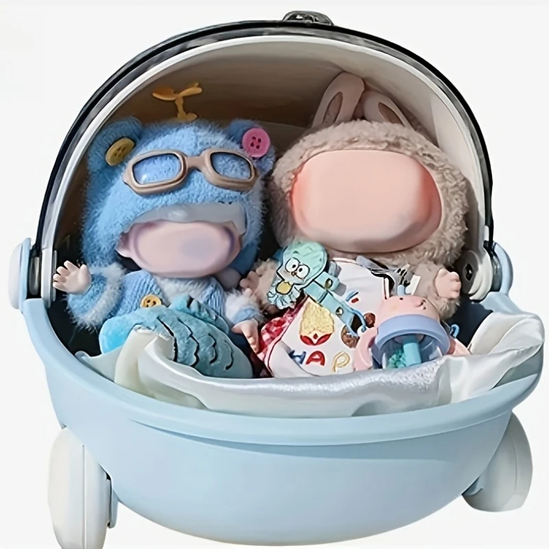 Dolls Display Box Organizer Compatible Labubu DIY Portable Toy Display Box Kawaii Breathable Sleeping Pod Cradle Mattress Cute