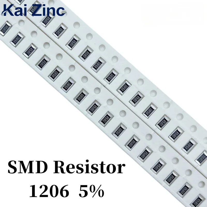 1000 قطعة Smd المقاوم 1206 5% 10R 12 15 24 33 36 43 47 51 68 82Ohm 1K 1.2 2 2.2 2.4 3 3.3 3.6 4.3 4.7 5.1 6.2 6.8 7.5 8.2K 1M