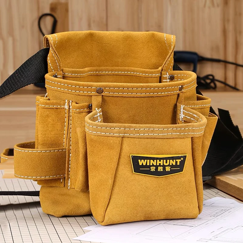 Gardening Tool Bag Tool Storage Finishing Cowhide Tool Waist Bag Portable Electrician Plumber Hardware Tool Organizer With Belt