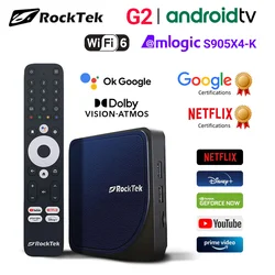 RockTek G2 4K Android TV 11 ATV Stream TV Box  Netflix Google Certified Amlogic S905X4-K Support DTS Dolby Audio Dolby Vision