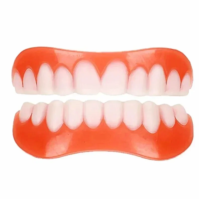 

Sdatter Silicone False Teeth Upper Lower Veneers Temporary Teeth Dentures Paste Perfect Laugh Veneers Artificial Mouth Guard Too