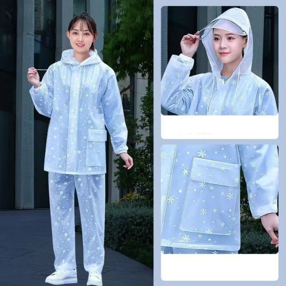 Raincoat Rain Pants Suit Transparent Adult Long Full Body Rainstorm Proof Waterproof Electric Car Split Type