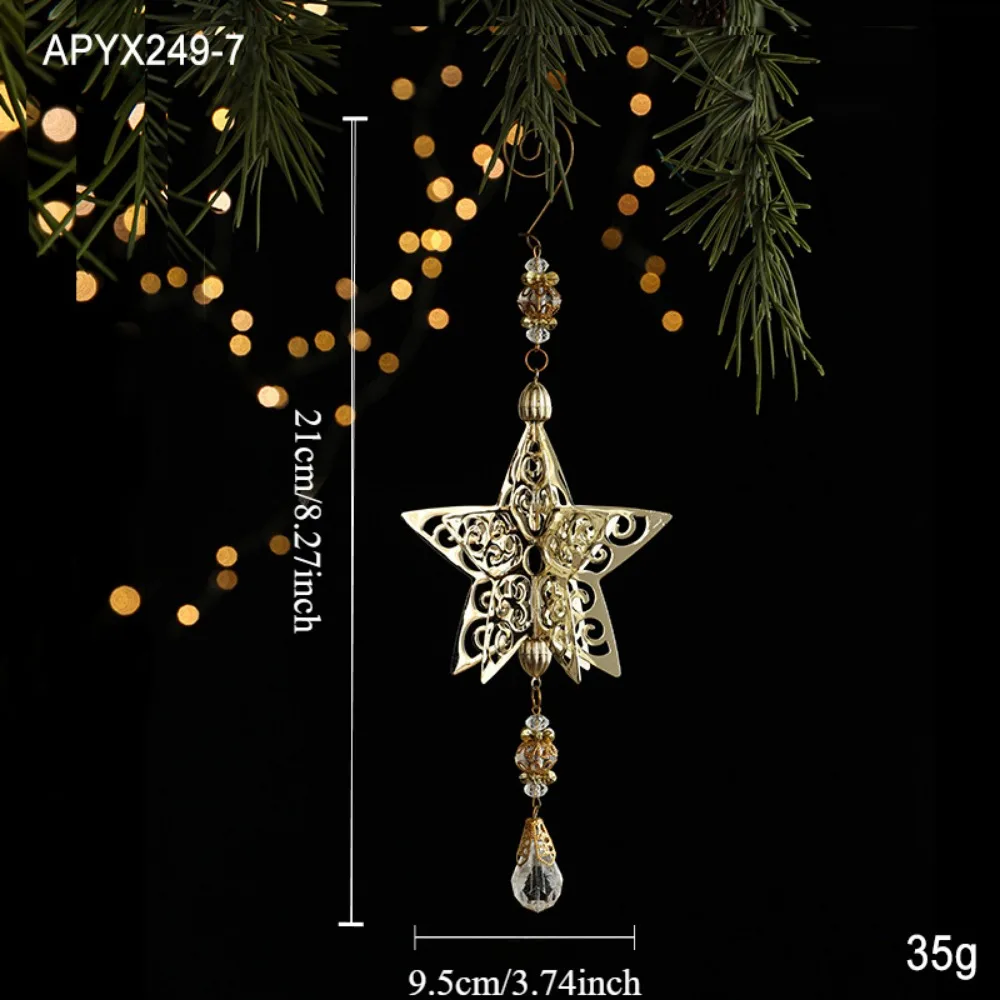 3D Christmas Snowflakes Iron Decorations Plating Gold Glitter Artificial Metal Snowflake Xmas Tree Ornaments Pendant Navidad