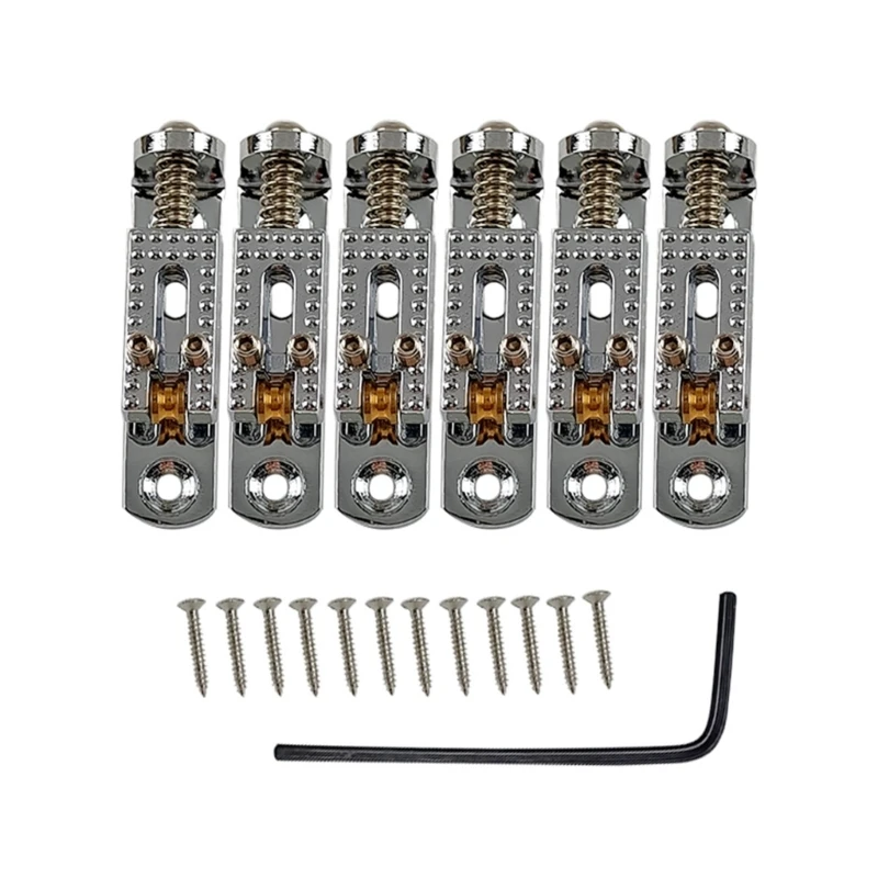 

6 String Guitar Replacement Part Guitar Single Individual Bridge Saddles Tailpiece with Screw & Wrench Guitar Bridge Set