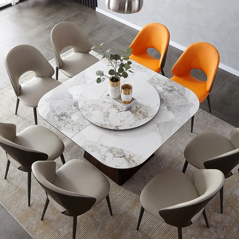 Dining table Household retractable folding square stretching becomes large Dining table with turntable