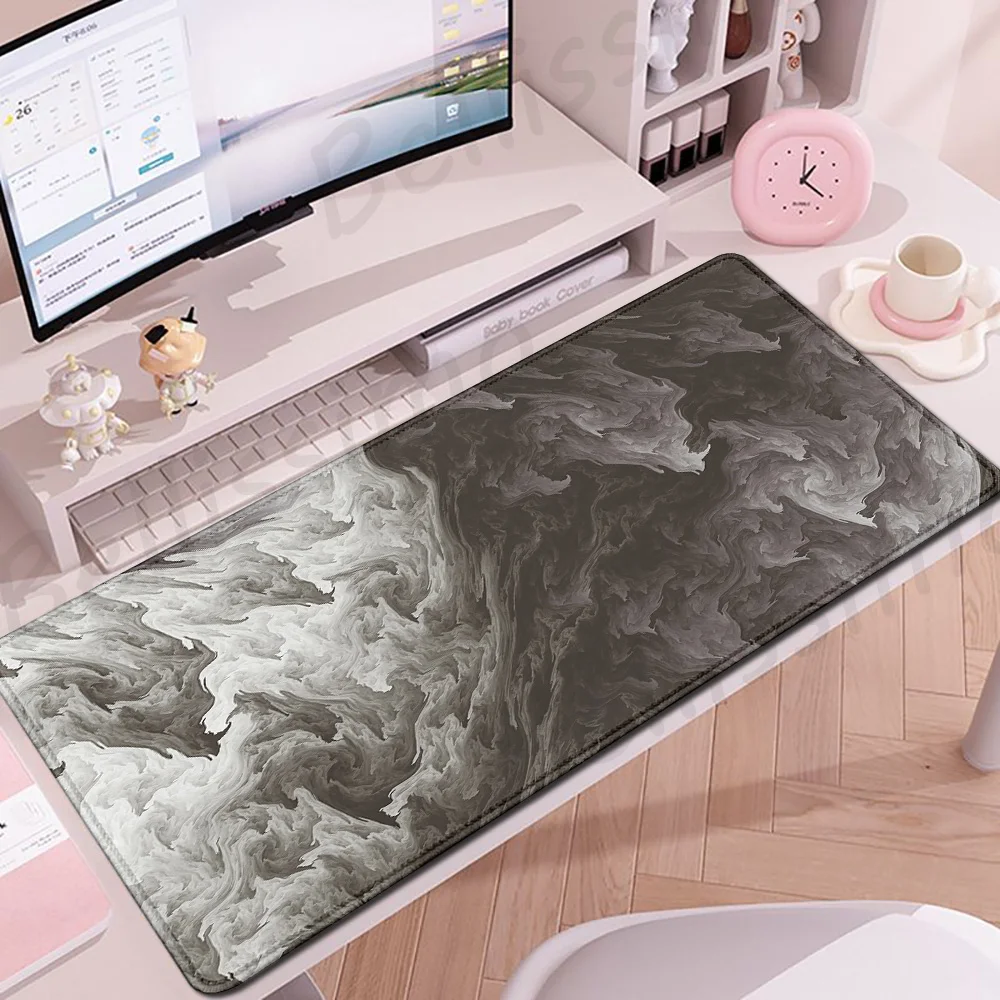 

Black Gray Marble Pattern Mouse Pad Rubber XXL Fluid Desk Mat Office Computer Large Gaming Accessories HD Gamer Mousepad Playmat