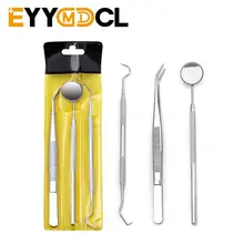 Conjunto de ferramentas dentárias espelhos dentais pinças de escopo oral 3 pçs ferramenta de limpeza dos dentes de aço inoxidável kit de limpeza dental oral dentista