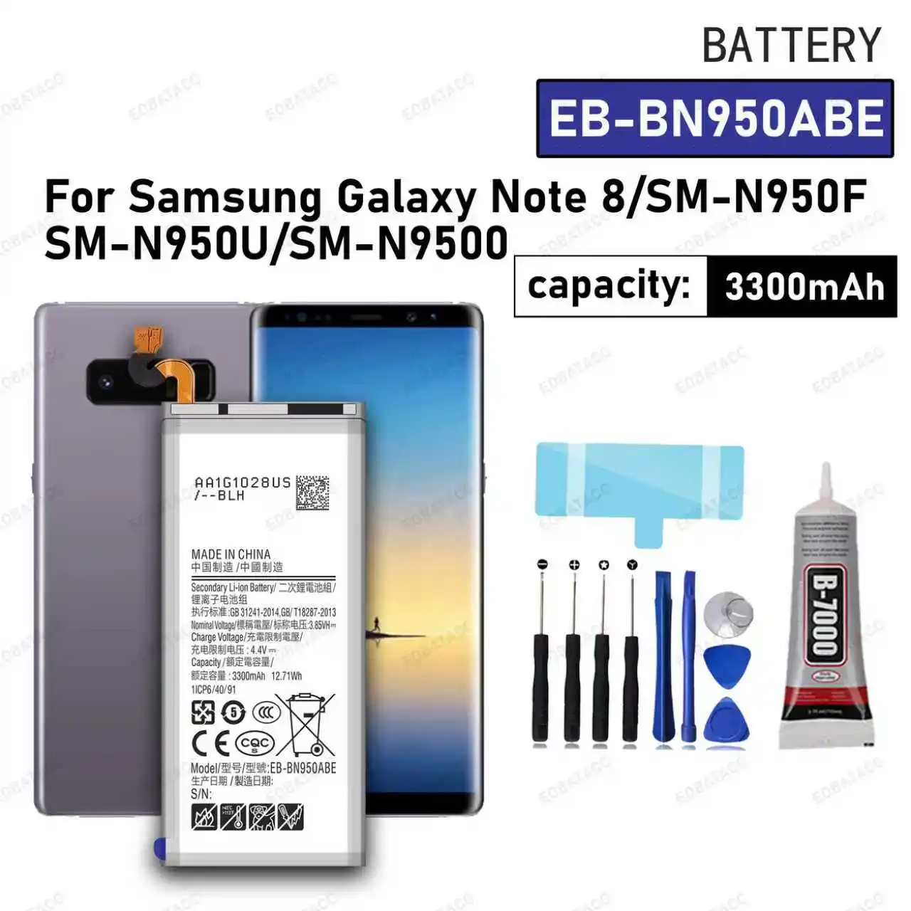 

100% New High Quality EB-BN950ABE Battery 3300mAh For Samsung Galaxy Note 8 Note8 N950 SM-N950F N950FD N950U/U1 N950W Bateria