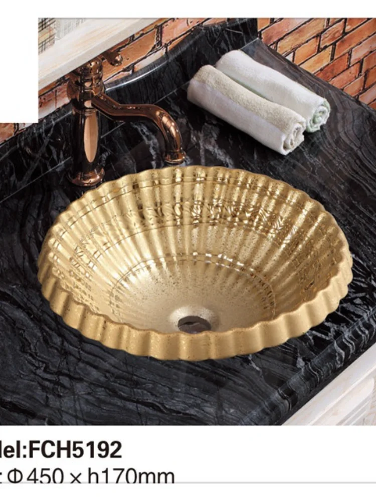 Wholesale art wash sinks beautiful wash basin garden outdoor sink home inside hand wash basin ceramic golden