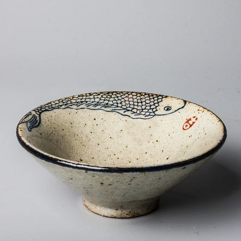 

70ml Vintage Hand Painted Japanese Fish Pottery Cups Tea Cup Kungfu Teaware