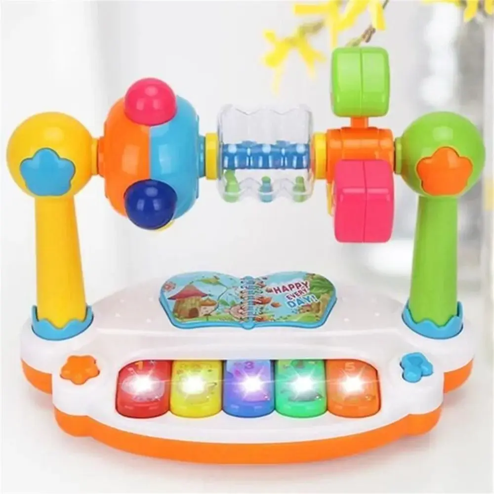 ของเล่นเปียโนเด็กมีแสงมีเสียง ลายสัตว์ หมุนได้ คีย์บอร์ดดนตรีสำหรับเด็กก่อนวัยเรียน ของเล่นดนตรีเสริมพัฒนาการสำหรับเด็กเล็ก