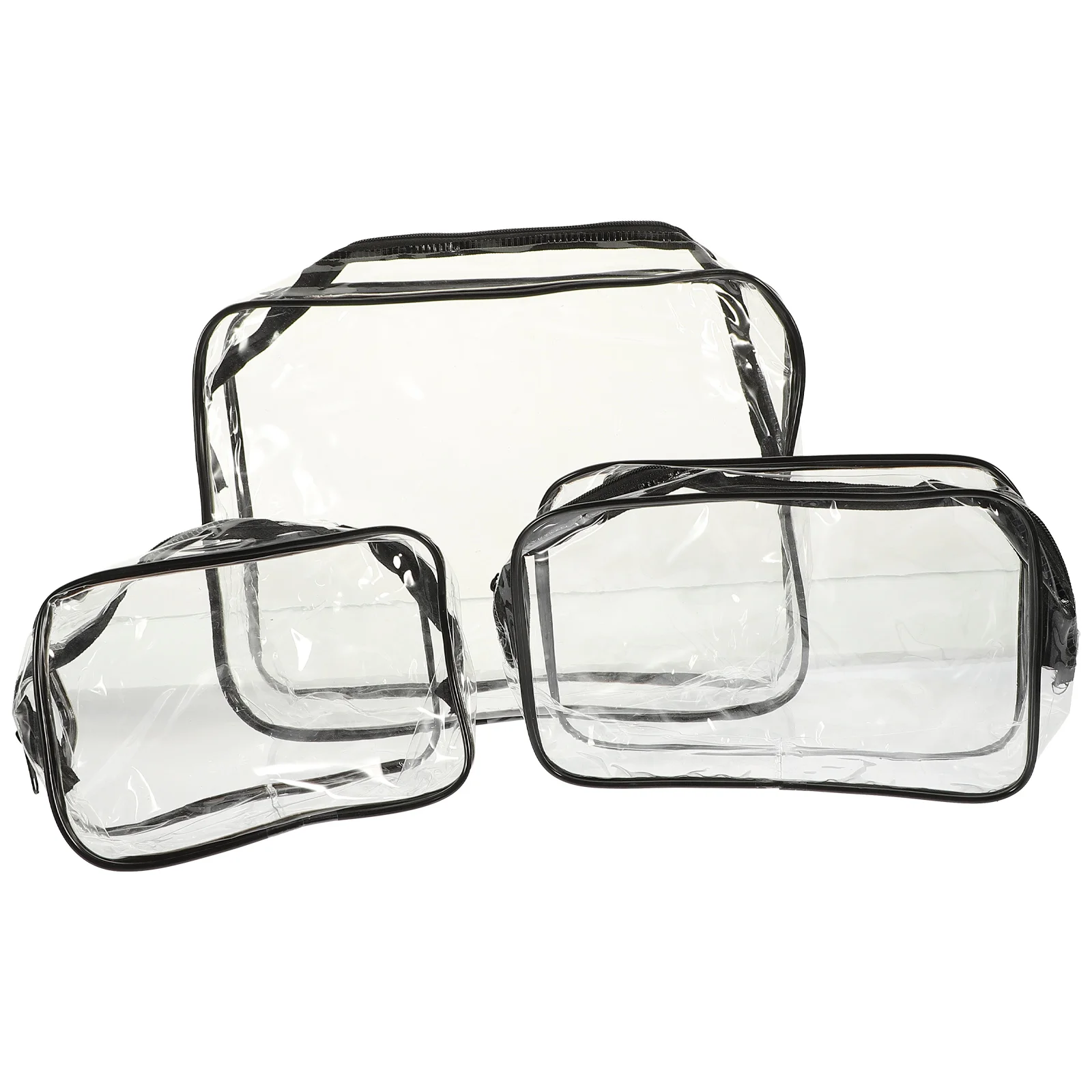 3 Pcs Pvc Storage Bag Clear Zipper Pouches Toiletry Organizer Portable Wash Travel Makeup Miss Personal Bags