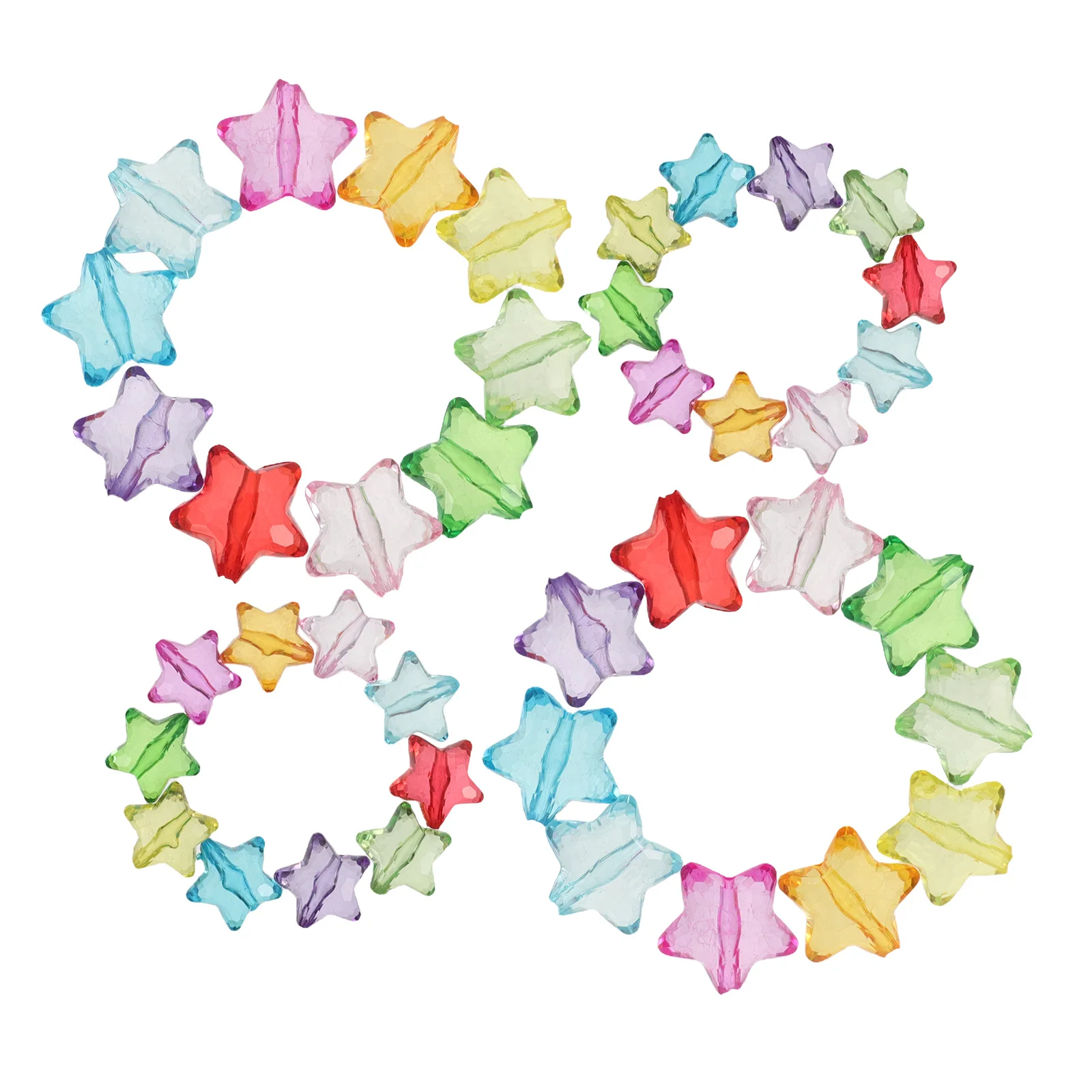 1Set Star Beads Transparent Acrylic Five Pointed Faceted Colorful DIY Jewelry Making Craft Beads for Bracelets Necklaces Party