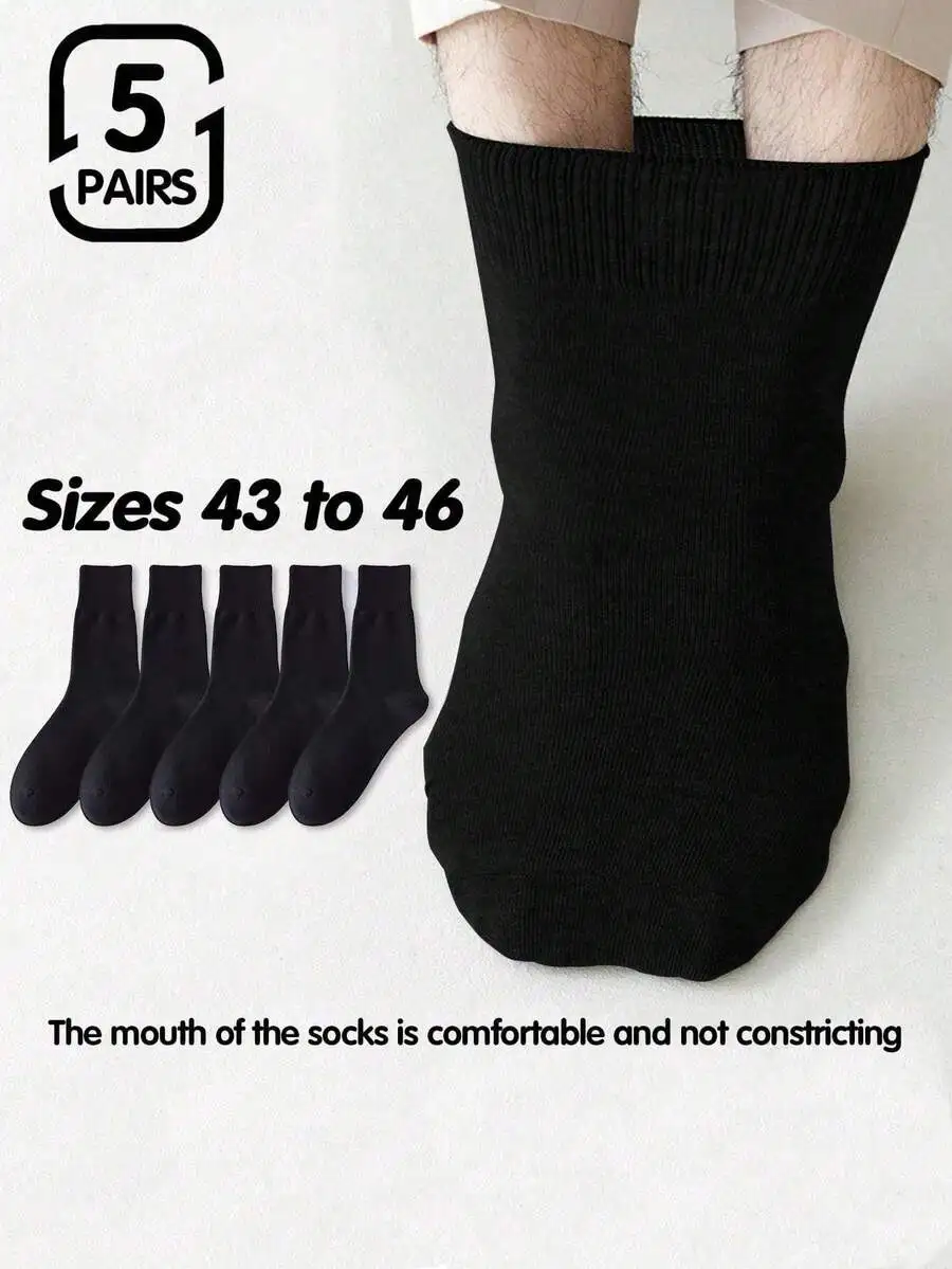 

5 Pairs Mens Thin Crew Socks Moisture Wicking Breathable Black For Business Casual Spring Summer Fall