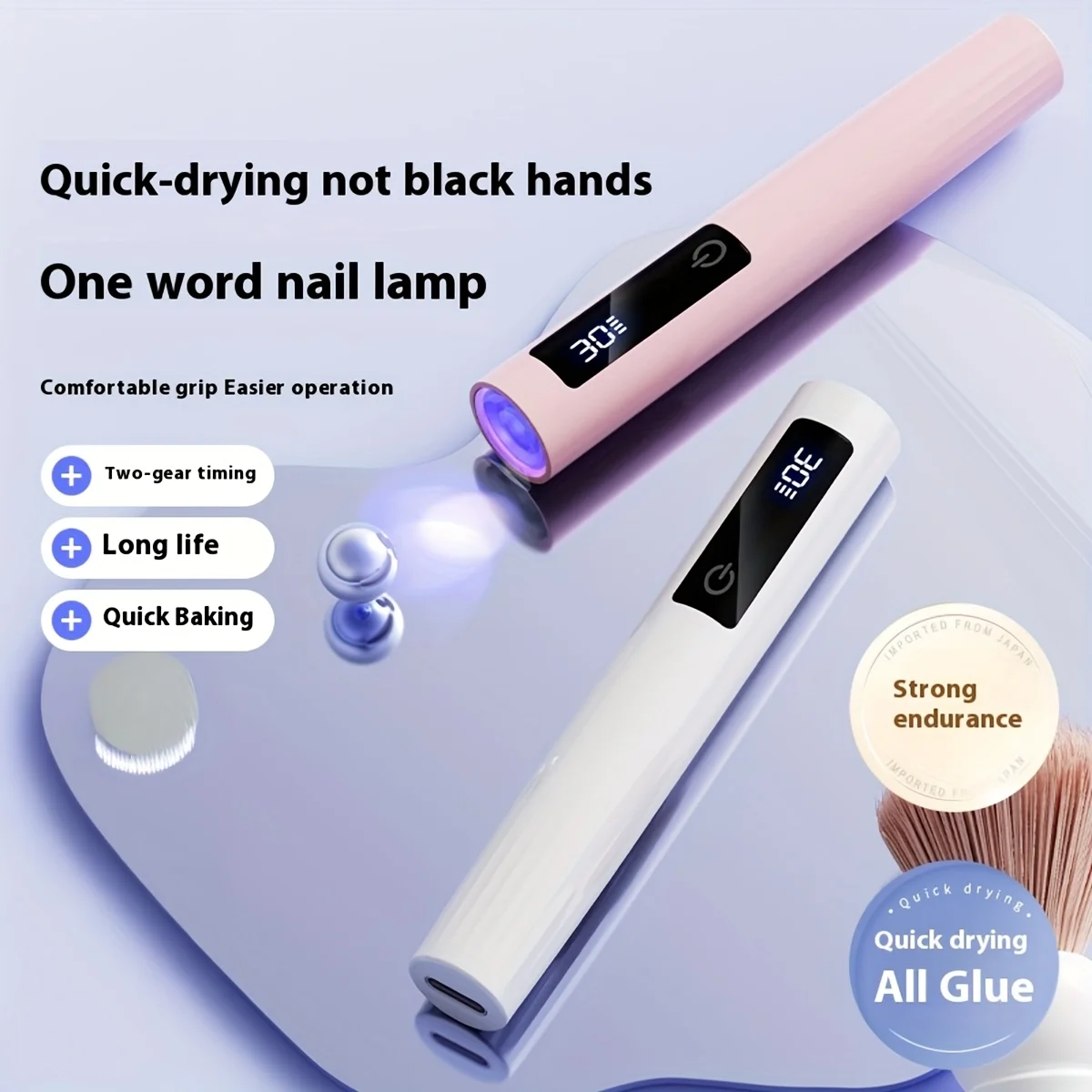 مصباح أظافر LED صغير محمول باليد لأظافر الجل مع حامل وتحكم بشاشة LCD ومستويين قابل للتعديل للعلاج السريع